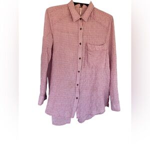 Free people XS/TP reddish purpley striped button down seer sucker feel workwear